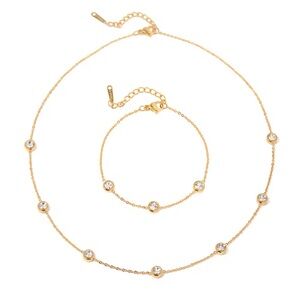 Round Cubic Zirconia Bracelet and Necklace Set